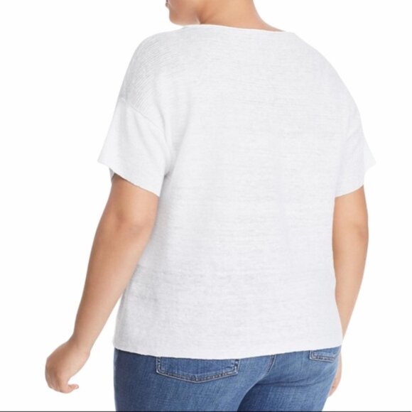 Eileen Fisher Organic Linen Bateau Neck Box Sweater Top - Picture 2 of 7